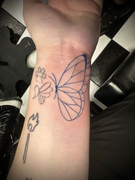 Fine Line + Minimalist butterfly tattoo on Forearm by Jr on TattMe