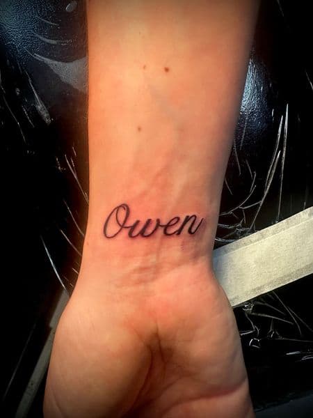 Lettering + Script name tattoo on Wrist by Jr on TattMe