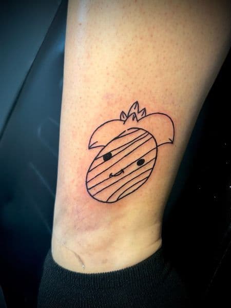 Fine Line + Minimalist cartoon tattoo on Ankle by Jr on TattMe