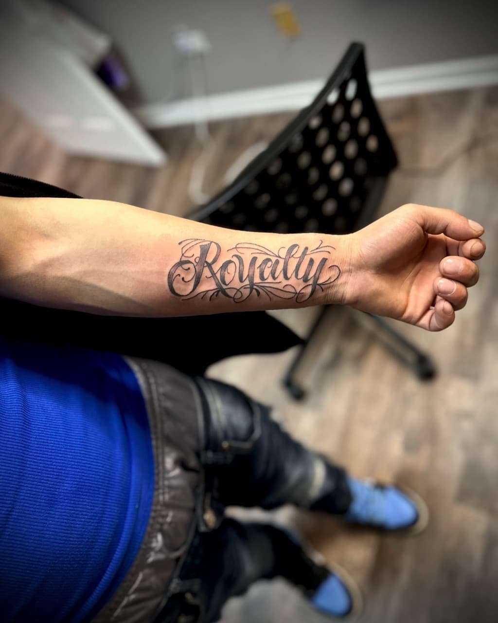 Script + Lettering royalty tattoo on Forearm by Jr on TattMe