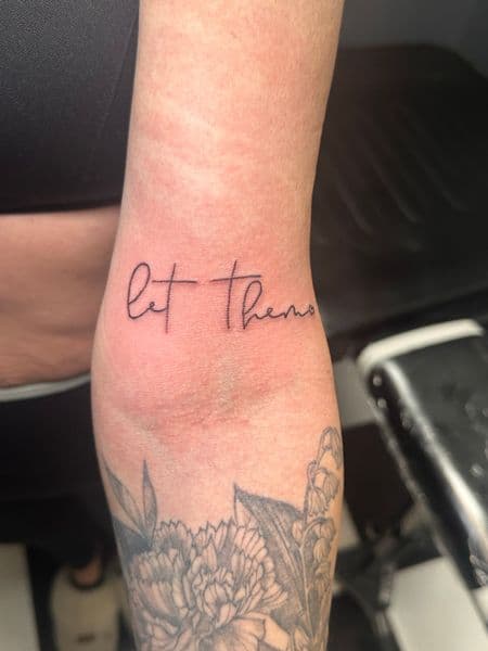 Lettering + Fine Line lettering tattoo on Forearm by Jr on TattMe
