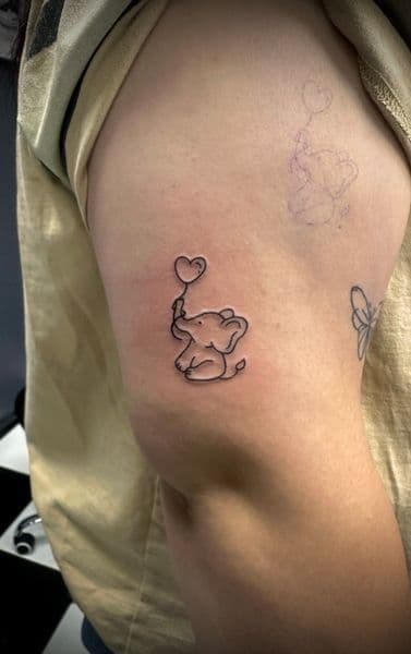 Fine Line + Minimalist elephant tattoo on Upper Arm by Jr on TattMe