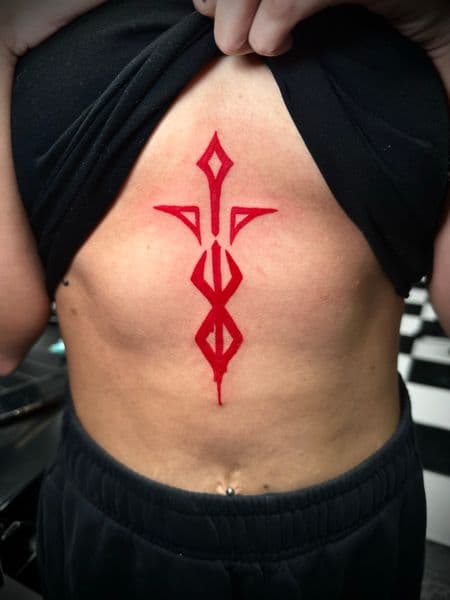 Line-work + Color symbol tattoo on Sternum by Jr on TattMe