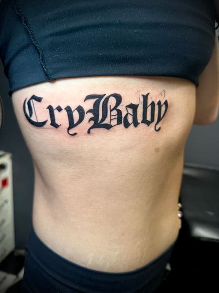 Lettering + Script lettering tattoo on Ribs by Jr on TattMe