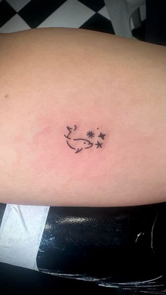 Fine Line + Minimalist fish tattoo on Upper Arm by Jr on TattMe
