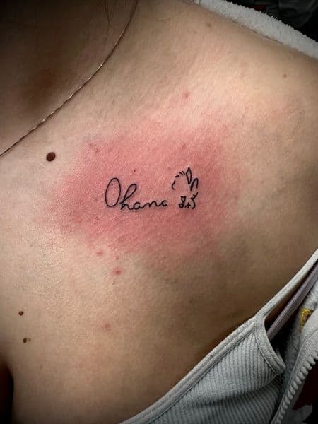Fine Line + Black-work ohana tattoo on Chest by Jr on TattMe