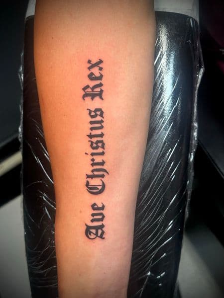 Lettering + Script lettering tattoo on Forearm by Jr on TattMe