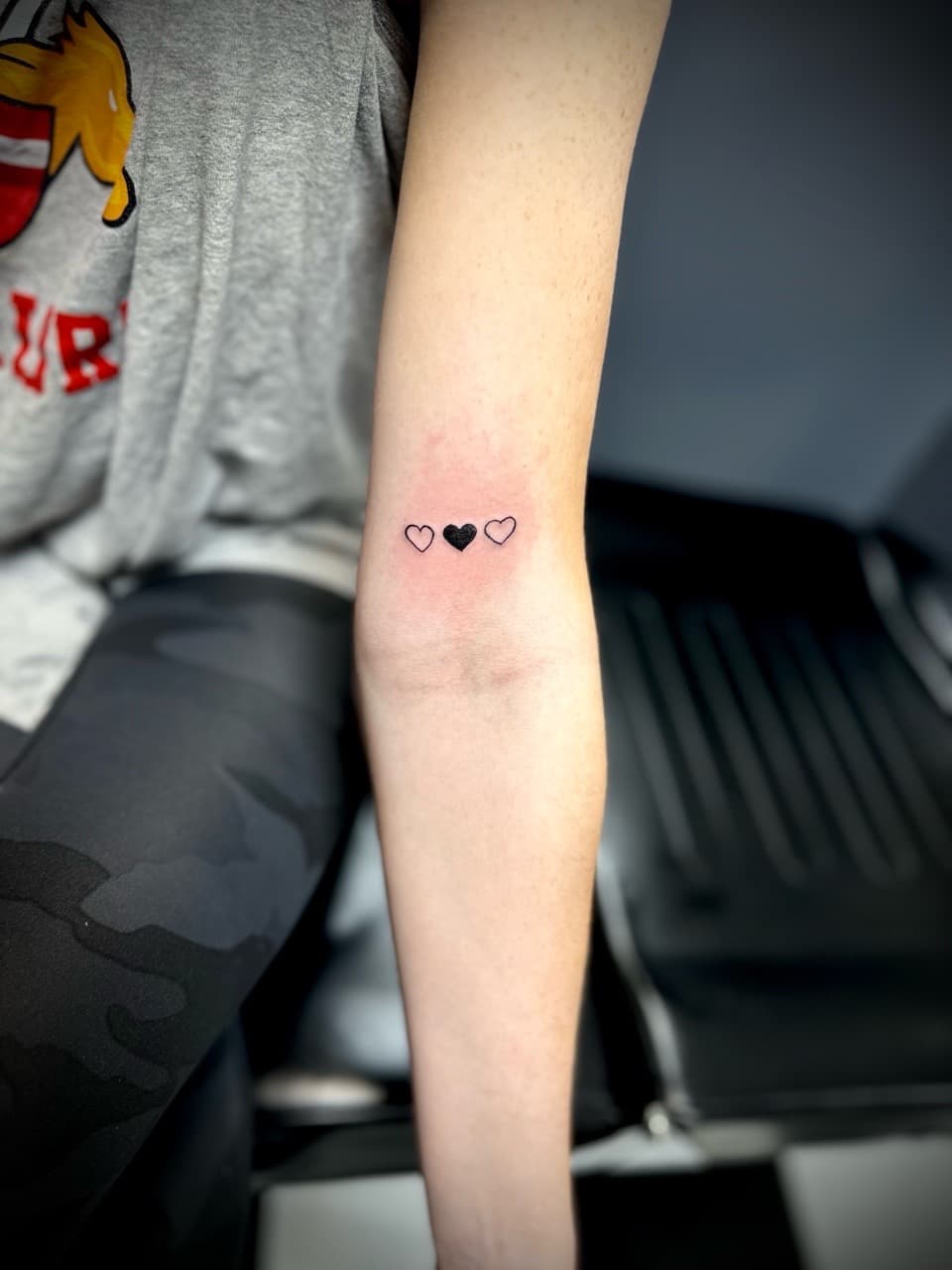 Fine Line + Black-work hearts tattoo on Forearm by Jr on TattMe