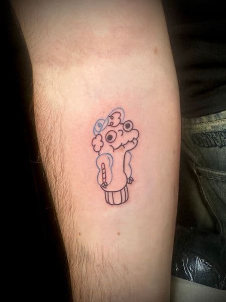 Line-work + Patchwork cartoon tattoo on Forearm by Jr on TattMe