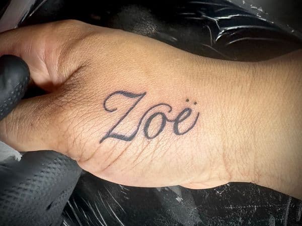 Lettering + Script name tattoo on Hand by Jr on TattMe