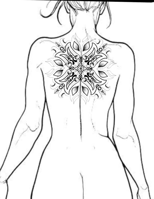 Mandala + Black-work ornament tattoo on Upper Back by Amaizink_Tattoo on TattMe