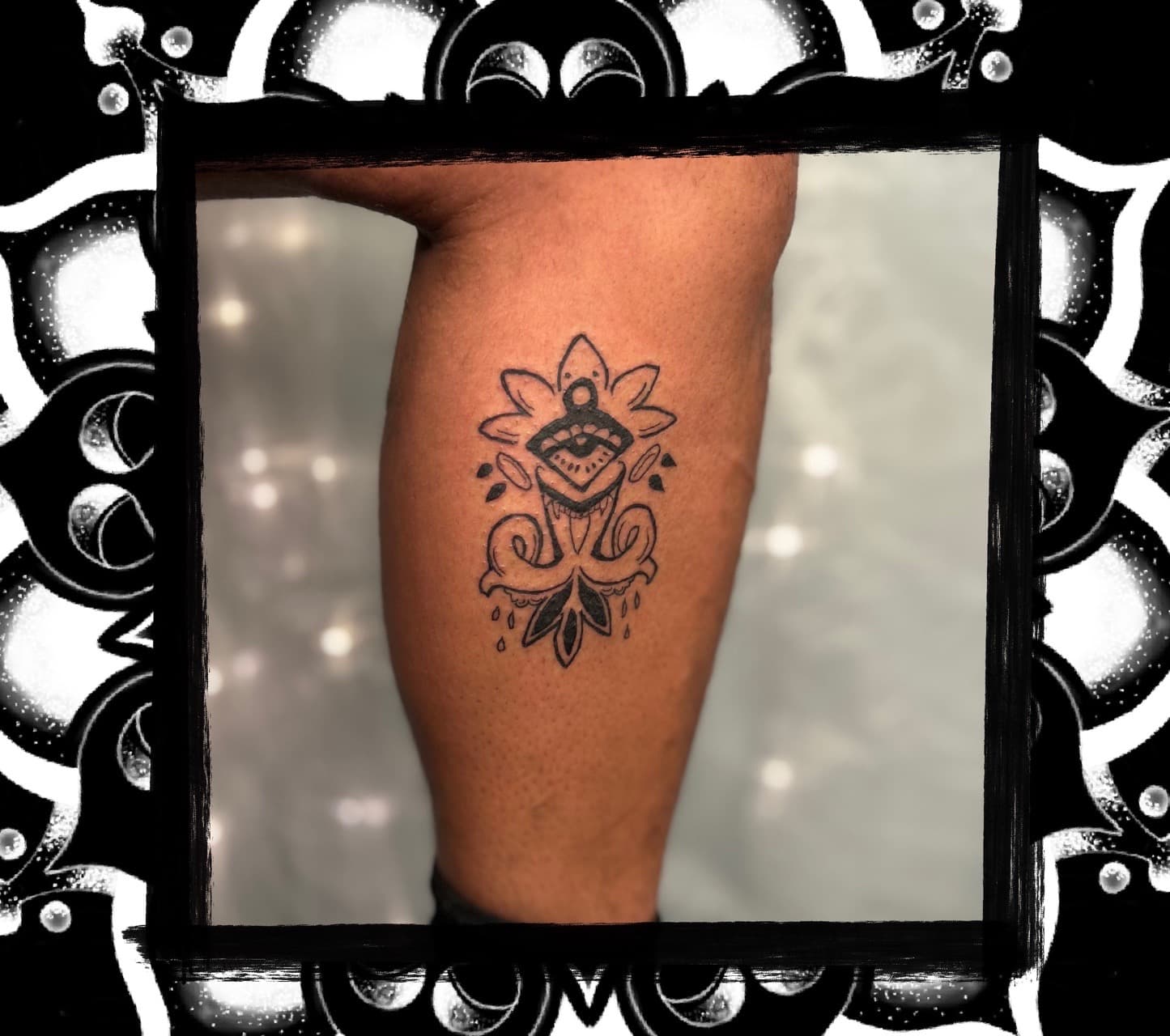 Floral + Geometric ornamental tattoo on Calf by Amaizink_Tattoo on TattMe
