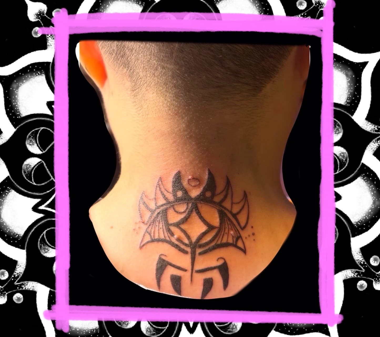 Black-work + Tribal lines tattoo on Neck (Back) by Amaizink_Tattoo on TattMe