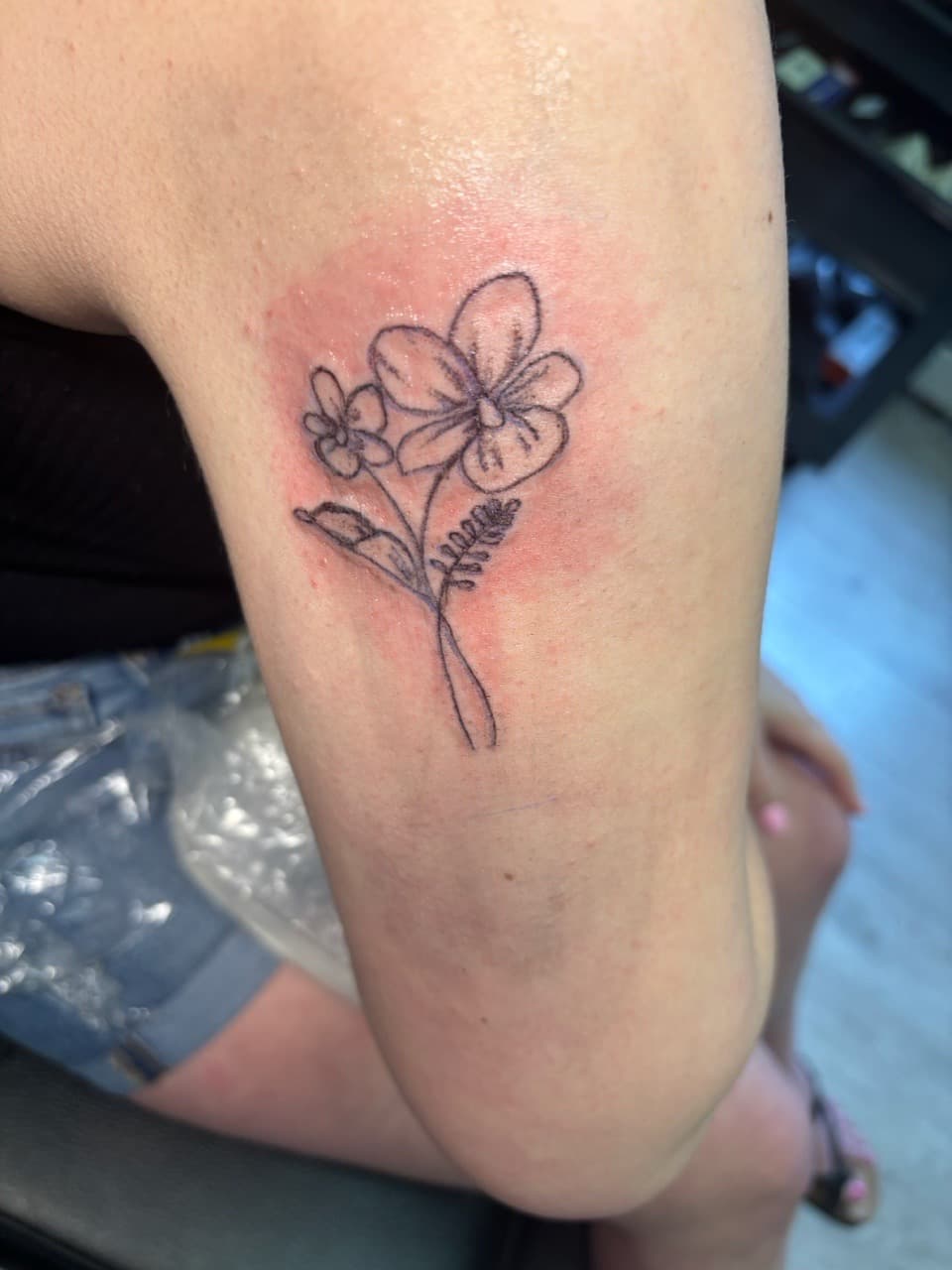 Fine Line + Floral flowers tattoo on Upper Arm by Second_Chance_Tattoo_Studio on TattMe