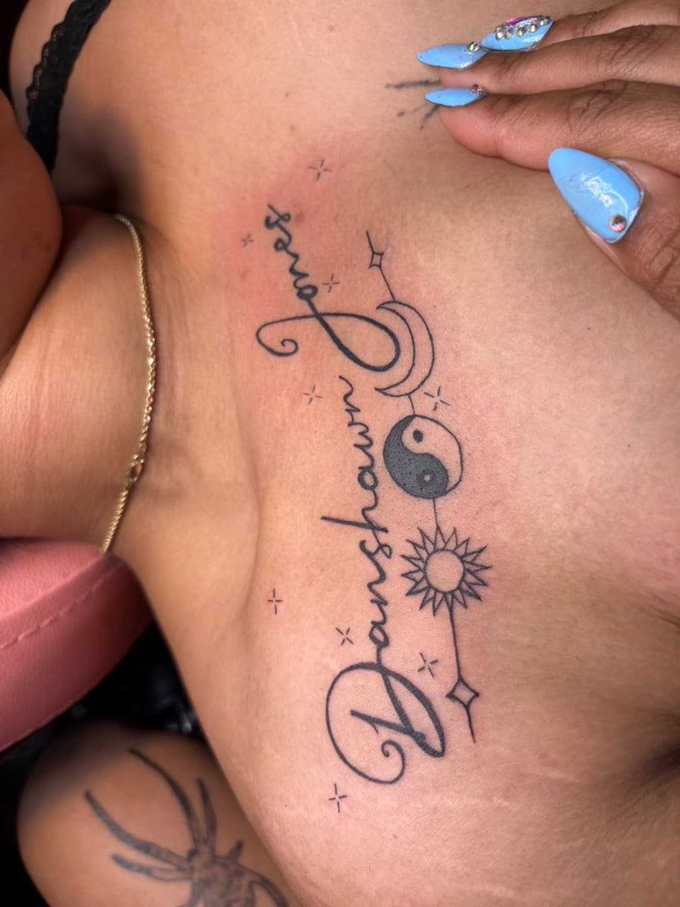 Lettering + Script names tattoo on Ribs by inky_wit_kiah on TattMe