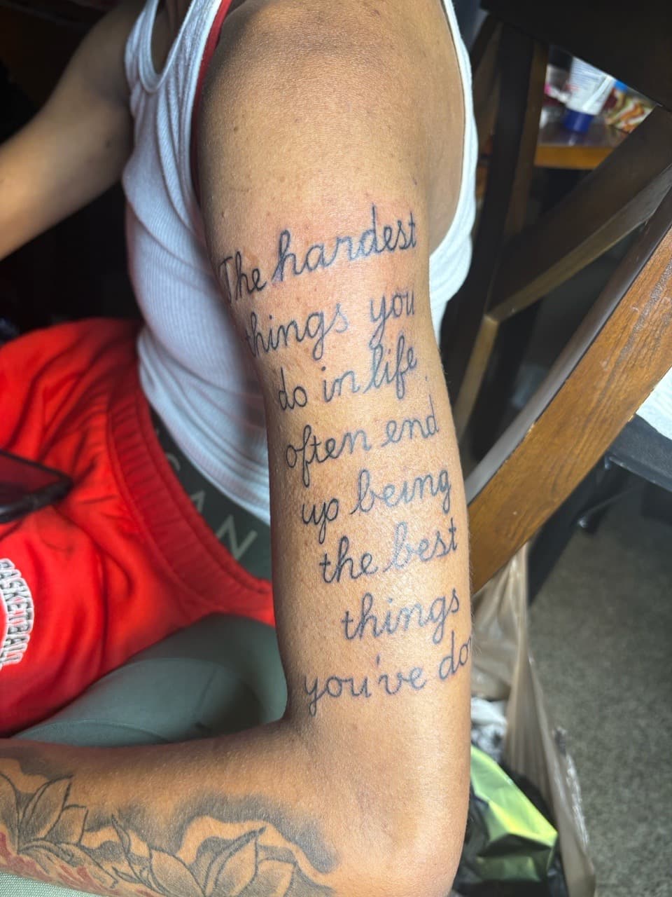 Lettering + Script quote tattoo on Forearm by inky_wit_kiah on TattMe