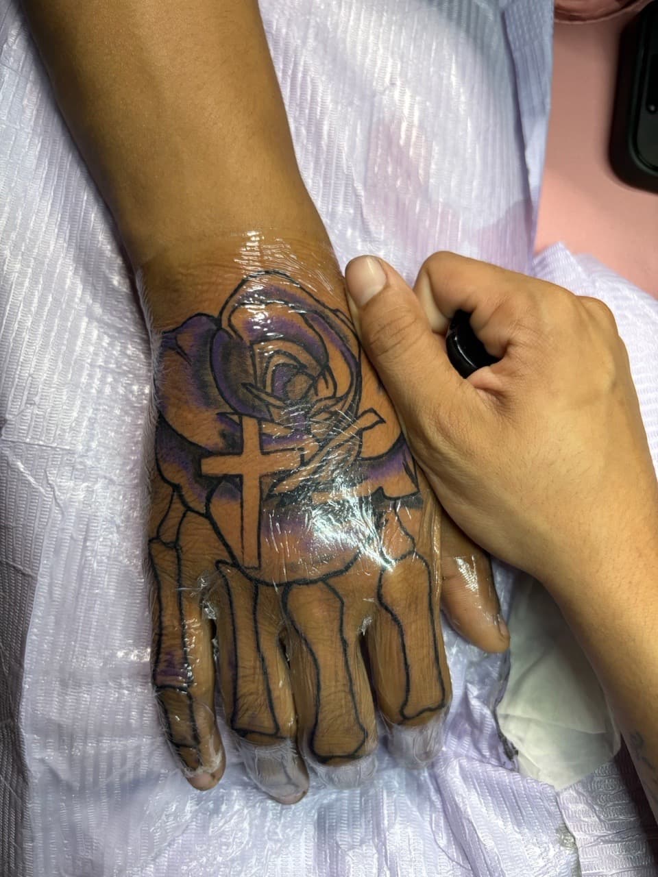Color + Illustrative Realism skull fingers tattoo on Hand by inky_wit_kiah on TattMe