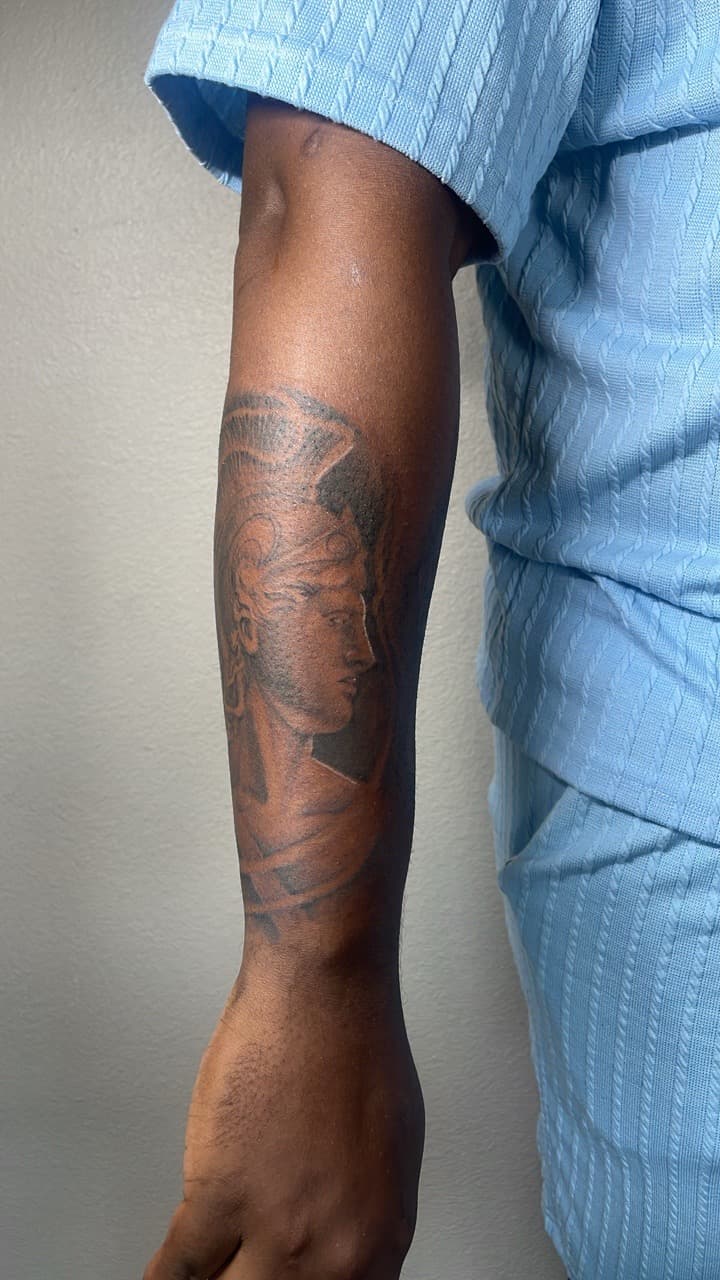 Black & Grey + Illustrative woman tattoo on Forearm by Tattsbyap on TattMe