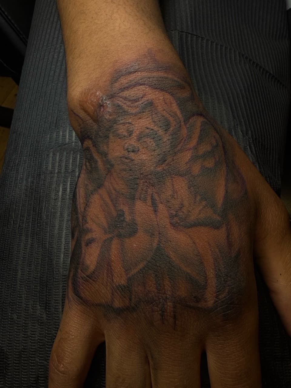 Black & Grey figure tattoo on Hand by Tattsbyap on TattMe
