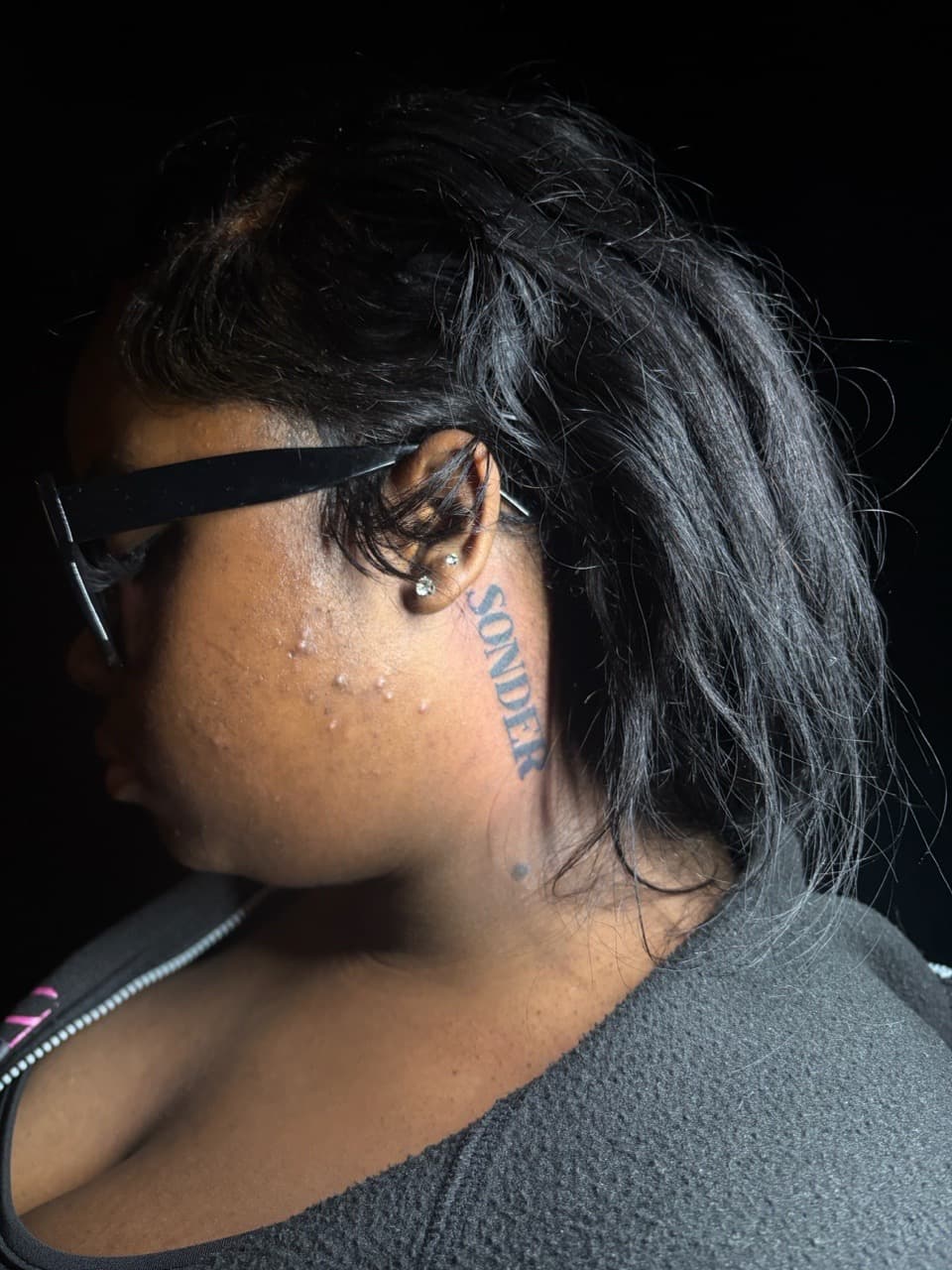 Lettering + Black & Grey sonder tattoo on Behind Ear by Tattsbyap on TattMe