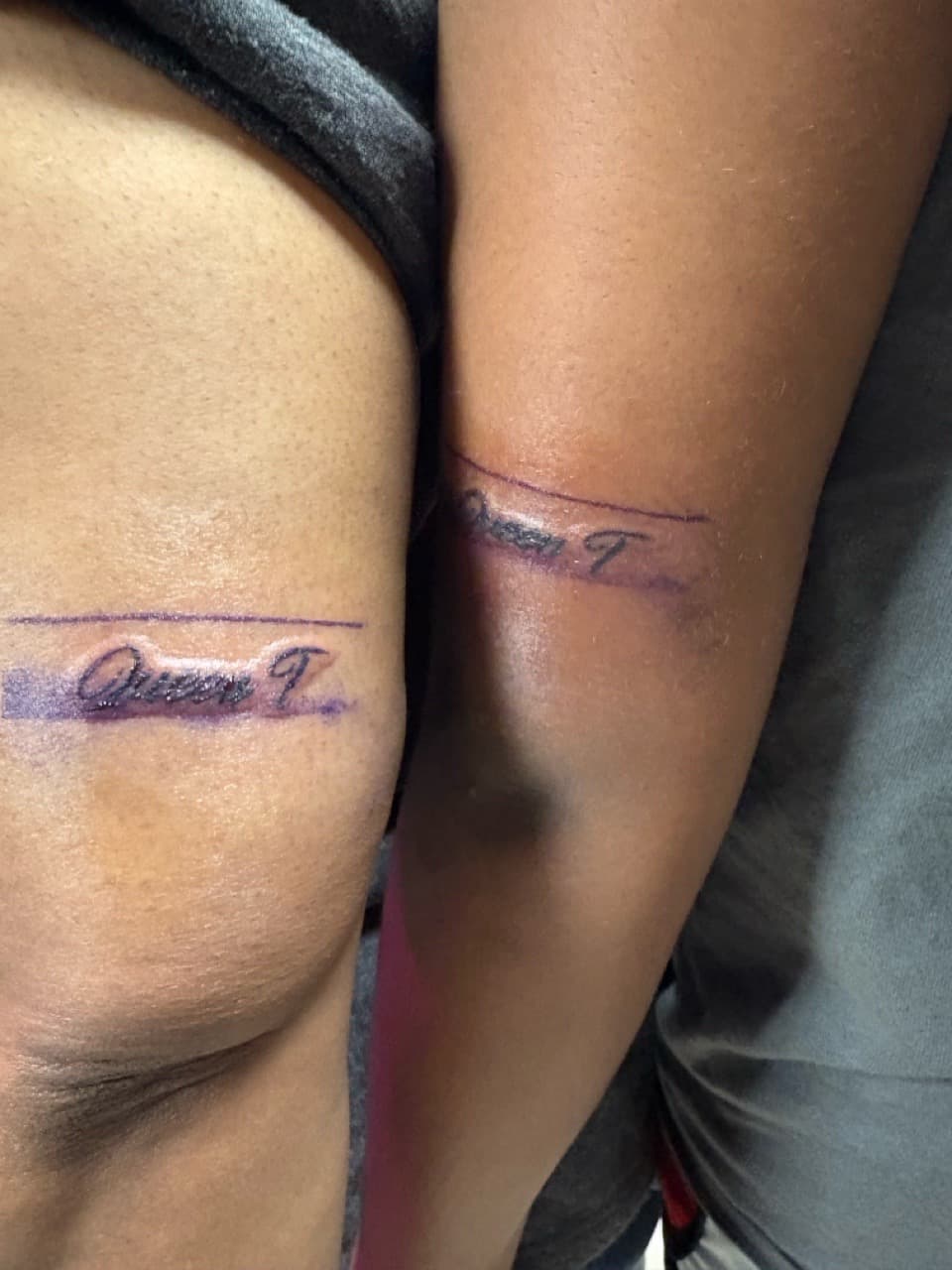 Fine Line + Lettering queen tattoo on Upper Arm by Tattsbyap on TattMe