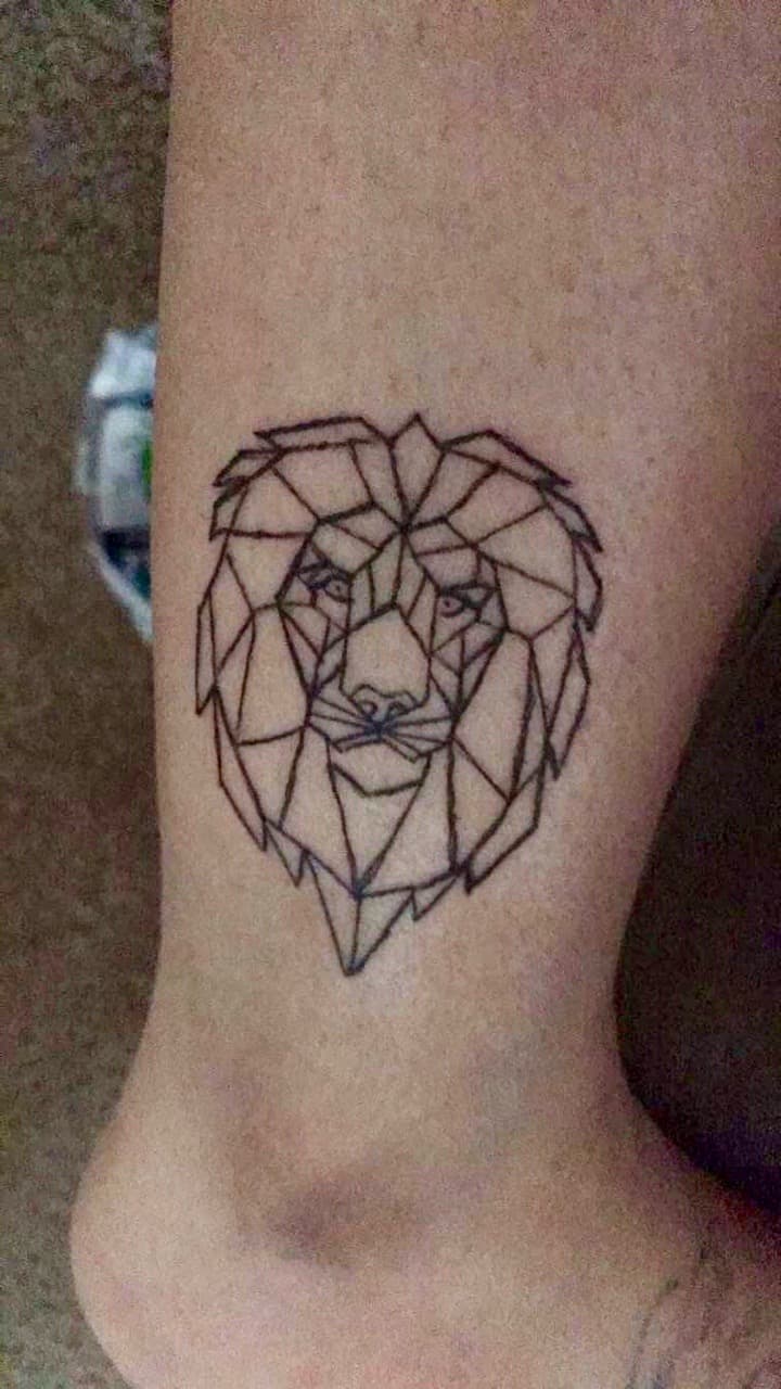 Geometric + Line-work lion tattoo on Ankle by Tattoos_by_Ivan on TattMe