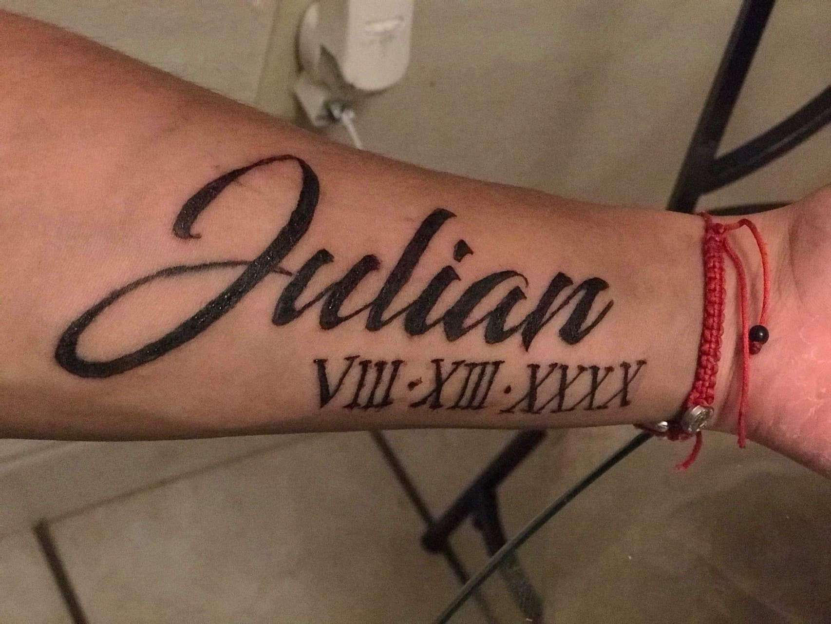 Lettering + Script name tattoo on Forearm by Tattoos_by_Ivan on TattMe