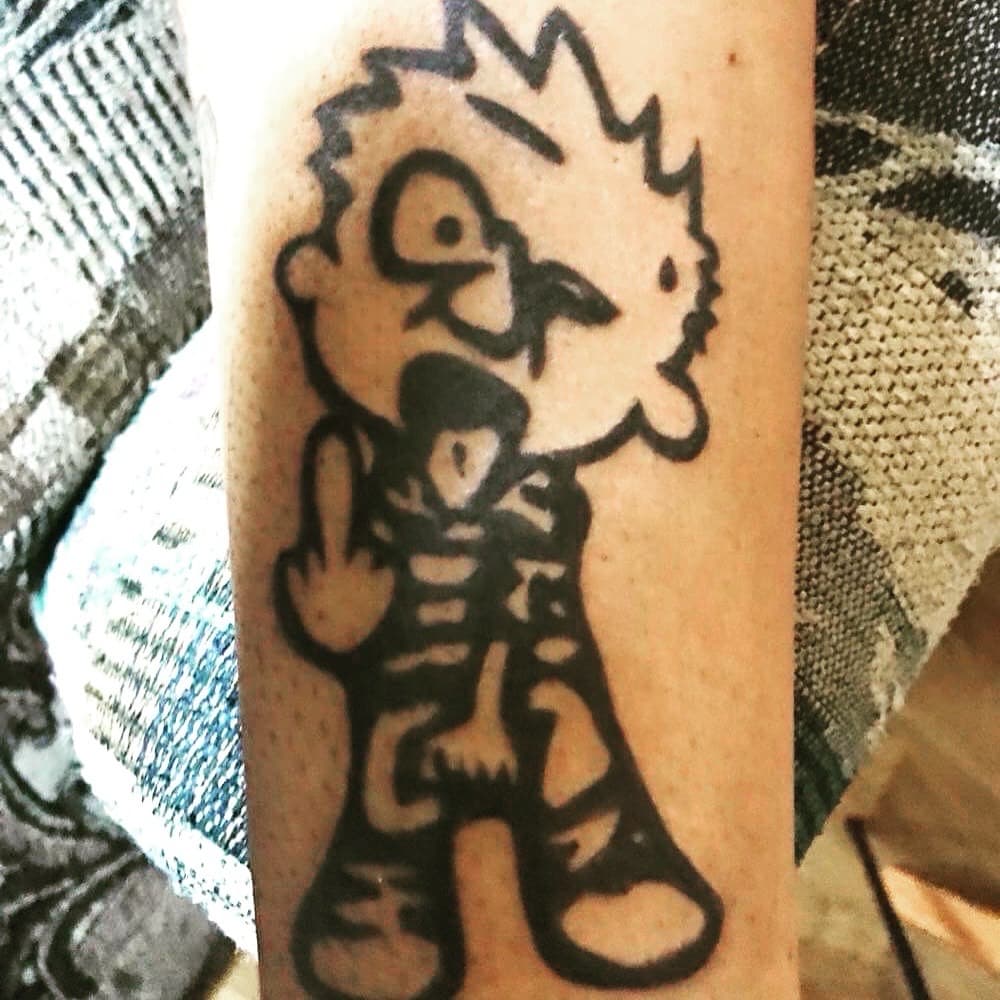 Black-work + Line-work calvin tattoo on Forearm by Tattoos_by_Ivan on TattMe