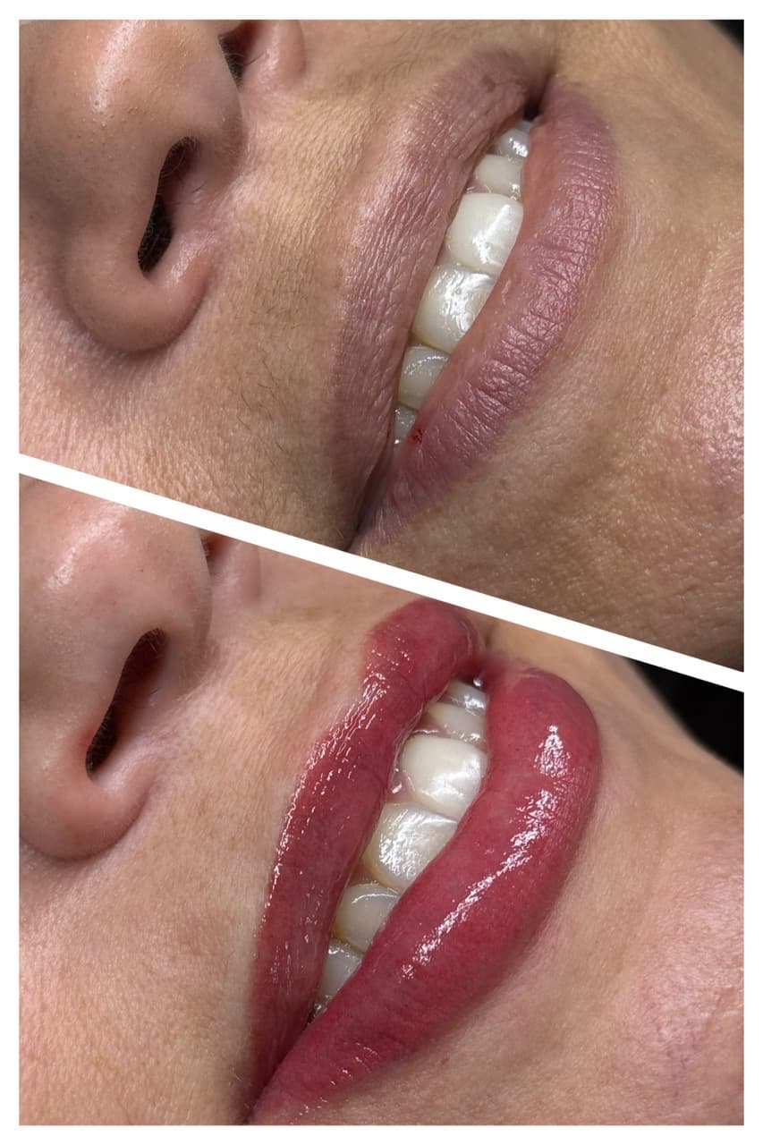 Cosmetic Tattoos + Color lips tattoo on Face by Versa_PMU on TattMe