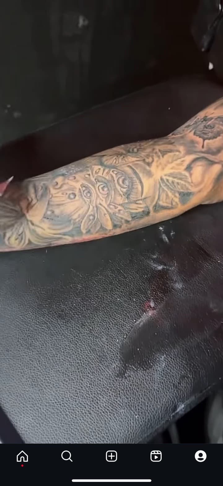 Black & Grey + Illustrative faces tattoo on Full Sleeve by Chris_Brooks on TattMe