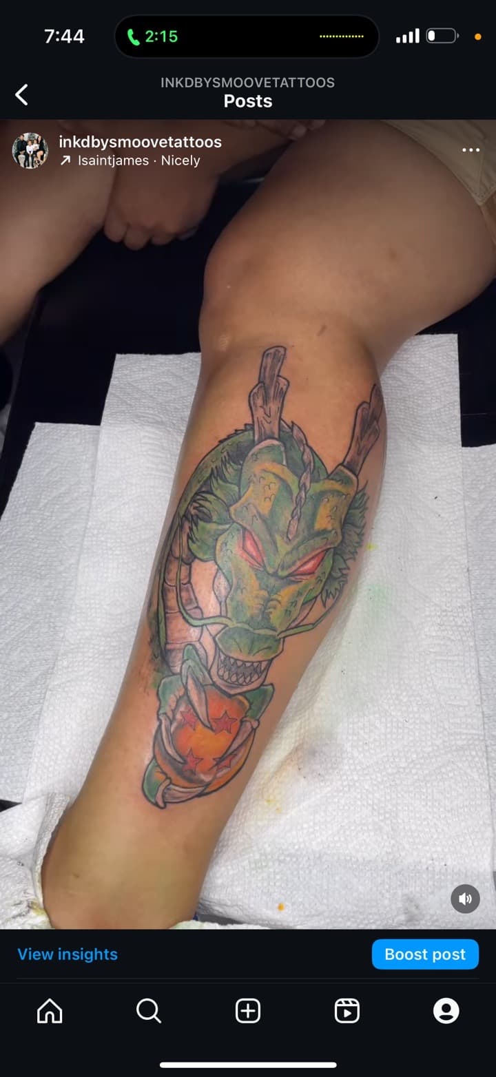 Color + Anime dragon tattoo on Calf by Chris_Brooks on TattMe