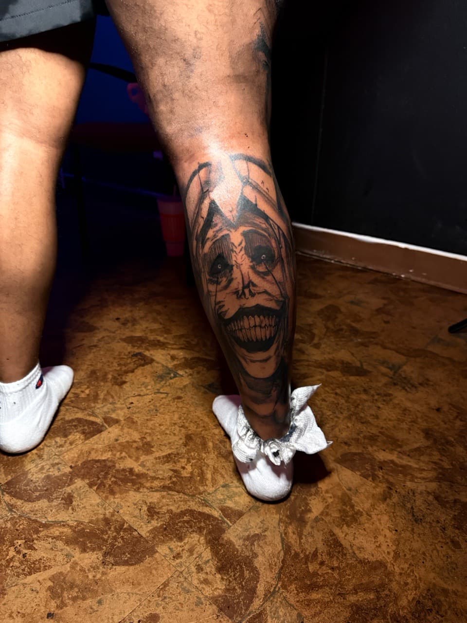 Black & Grey + Illustrative skull tattoo on Calf by Chris_Brooks on TattMe