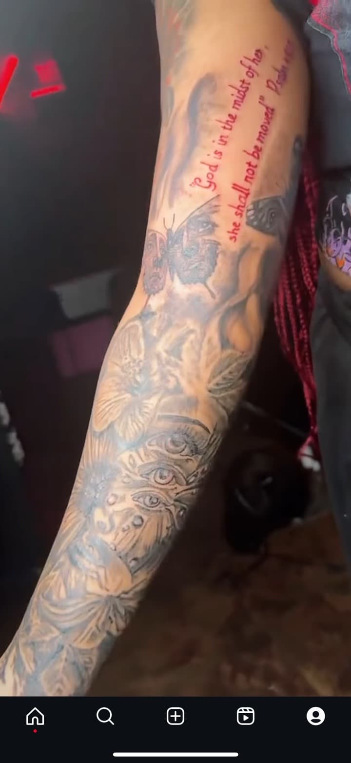 Black & Grey + Floral butterflies tattoo on Full Sleeve by Chris_Brooks on TattMe