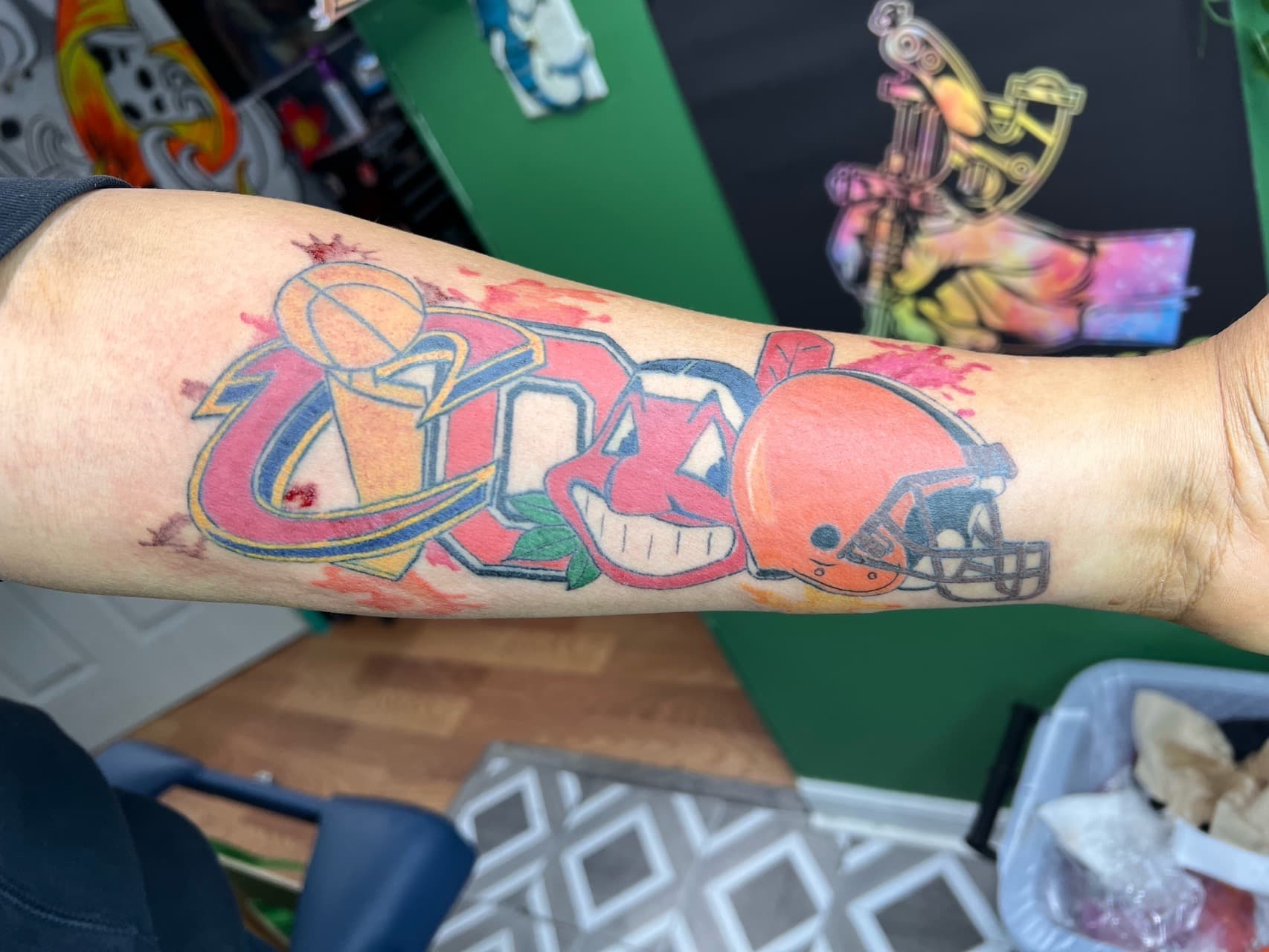 Color + New School cleveland tattoo on Forearm by Matt_Mason_Tattoos on TattMe