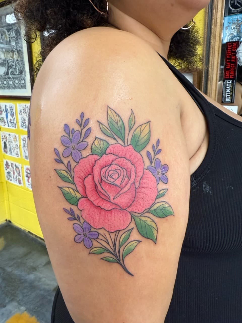 Floral + Color roses tattoo on Upper Arm by Matt_Mason_Tattoos on TattMe