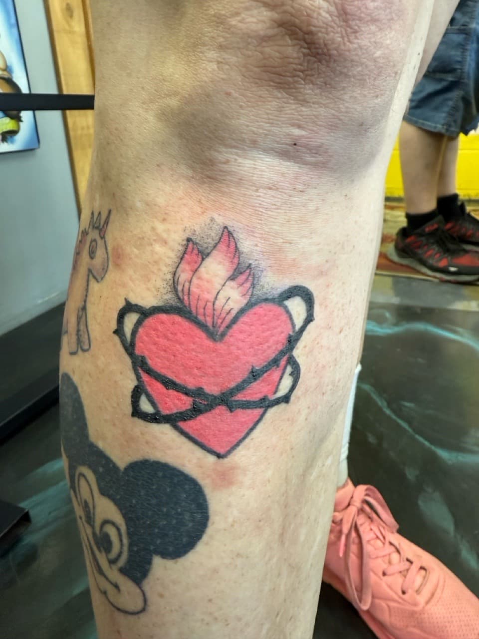 Traditional + Color heart tattoo on Thigh by Matt_Mason_Tattoos on TattMe