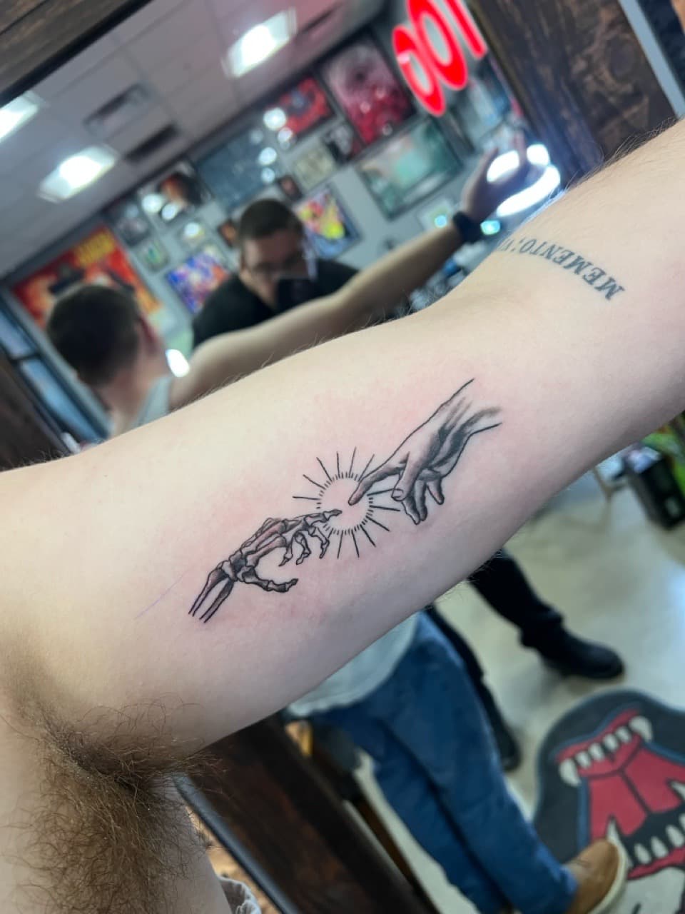 Fine Line + Black & Grey hands tattoo on Forearm by Matt_Mason_Tattoos on TattMe