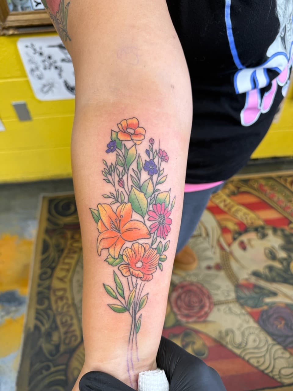 Floral + Color flowers tattoo on Forearm by Matt_Mason_Tattoos on TattMe