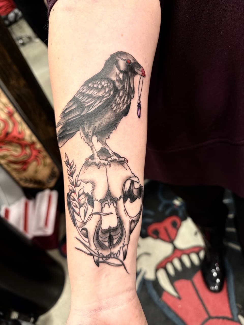 Black & Grey + Illustrative raven tattoo on Forearm by Matt_Mason_Tattoos on TattMe