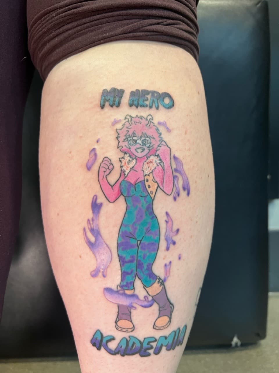 Anime + Cartoon anime character tattoo on Calf by Matt_Mason_Tattoos on TattMe
