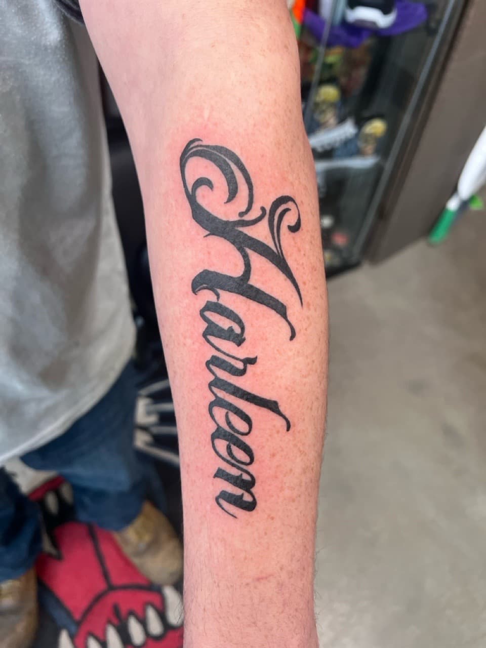 Lettering + Script name tattoo on Forearm by Matt_Mason_Tattoos on TattMe