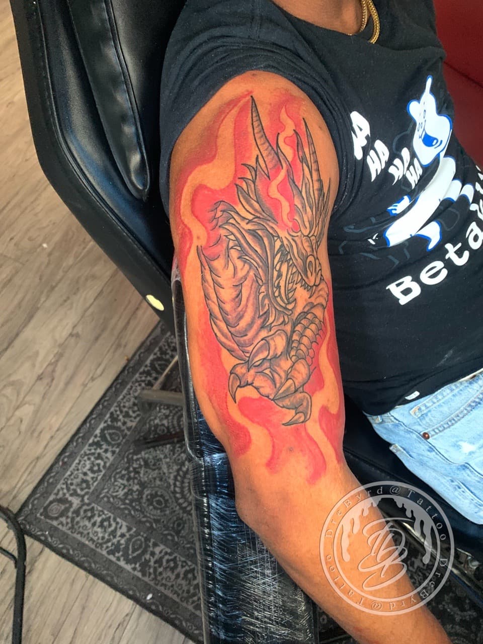 Illustrative + Color dragon tattoo on Upper Arm by TattooDrebyrd on TattMe