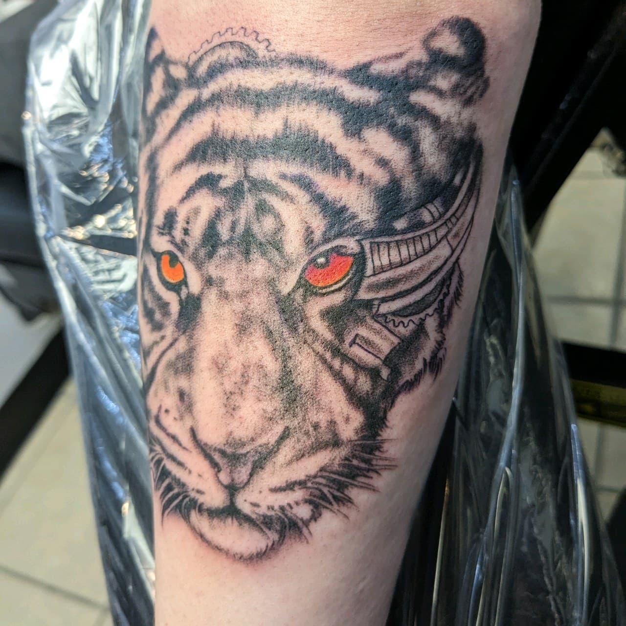 Black & Grey + Realism tiger tattoo on Forearm by affiliatedtattoofamily on TattMe