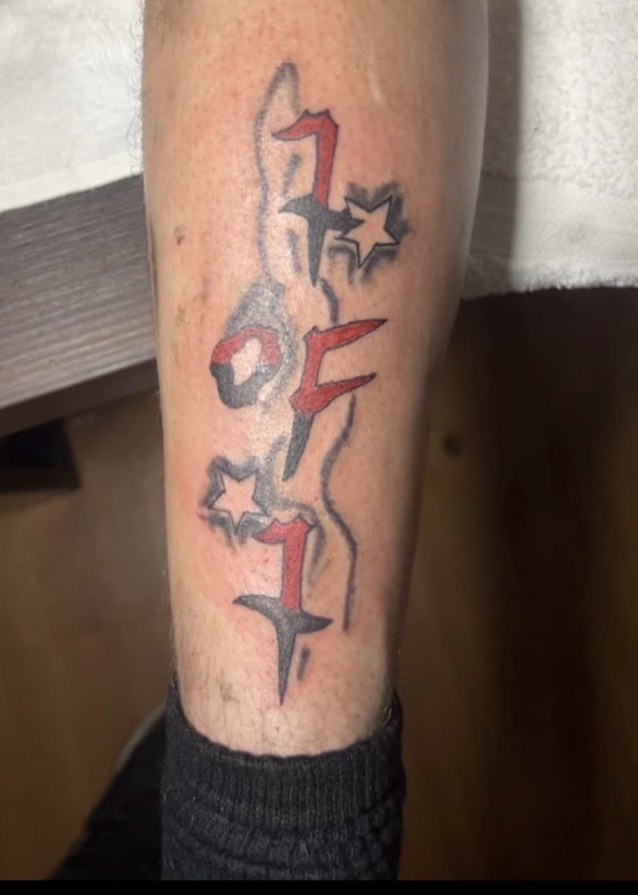 Lettering + Graffiti letters tattoo on Calf by gages_works on TattMe