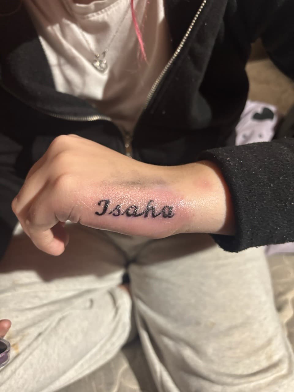 Lettering + Script name tattoo on Hand by gages_works on TattMe