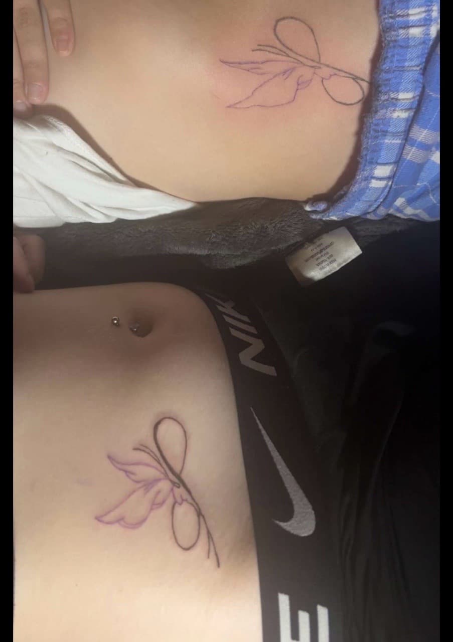 Fine Line + Line-work infinity symbol tattoo on Stomach by gages_works on TattMe