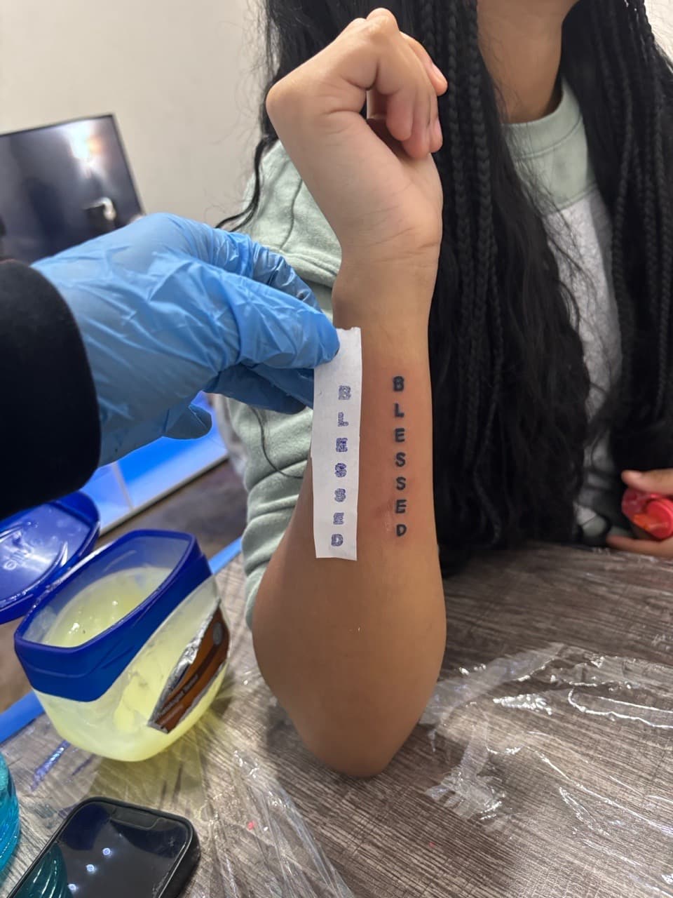 Lettering + Script blessed tattoo on Forearm by BreezyInk on TattMe