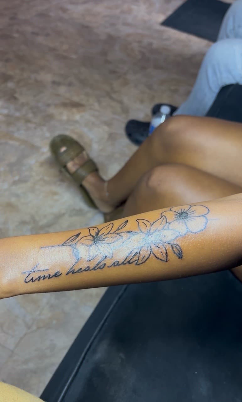 Fine Line + Floral flowers tattoo on Forearm by BreezyInk on TattMe
