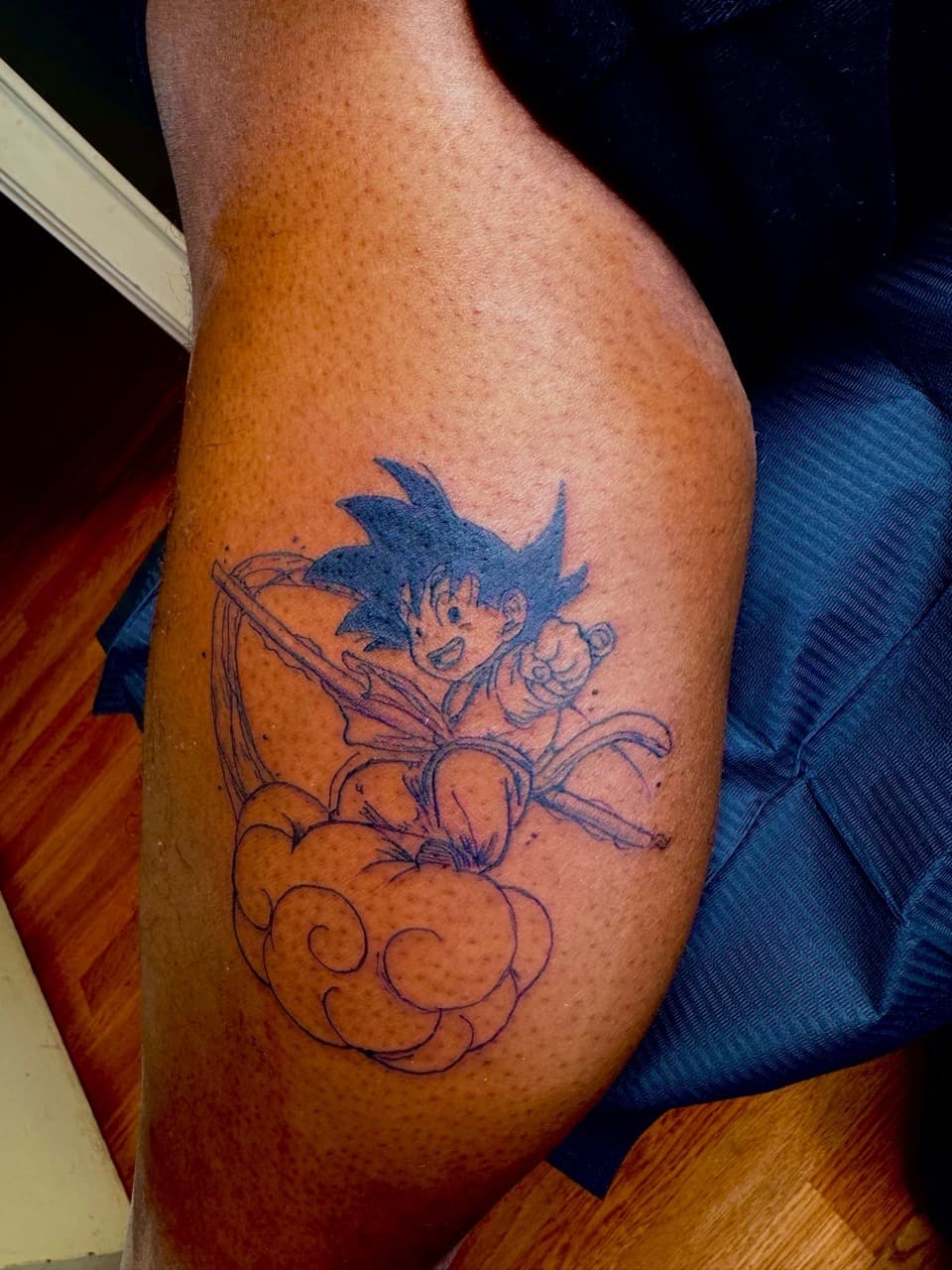 Anime + Cartoon goku tattoo on Thigh by KRUZ_TATTOOS on TattMe