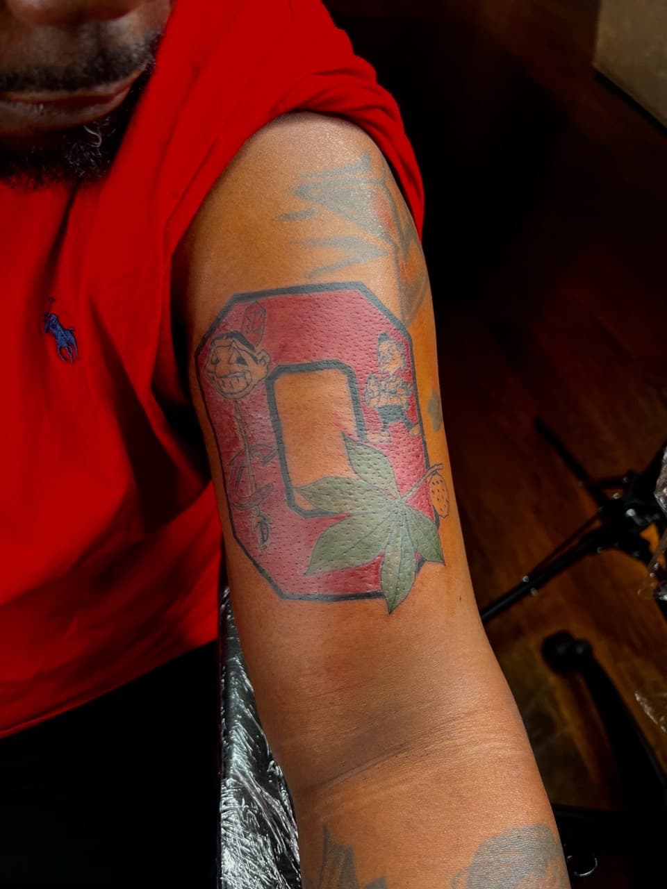 Illustrative + Color letter o tattoo on Upper Arm by JST on TattMe